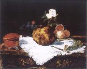 Edouard Manet Brioche with flower and fruits oil painting reproduction